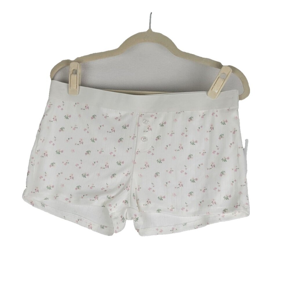 Full Tilt Lounge Shorts size M Hot Pants Elastic Waist Pink Green Floral NWT